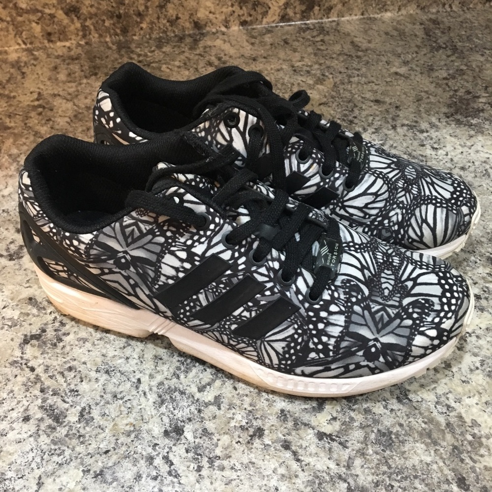 Adidas black and white shoes